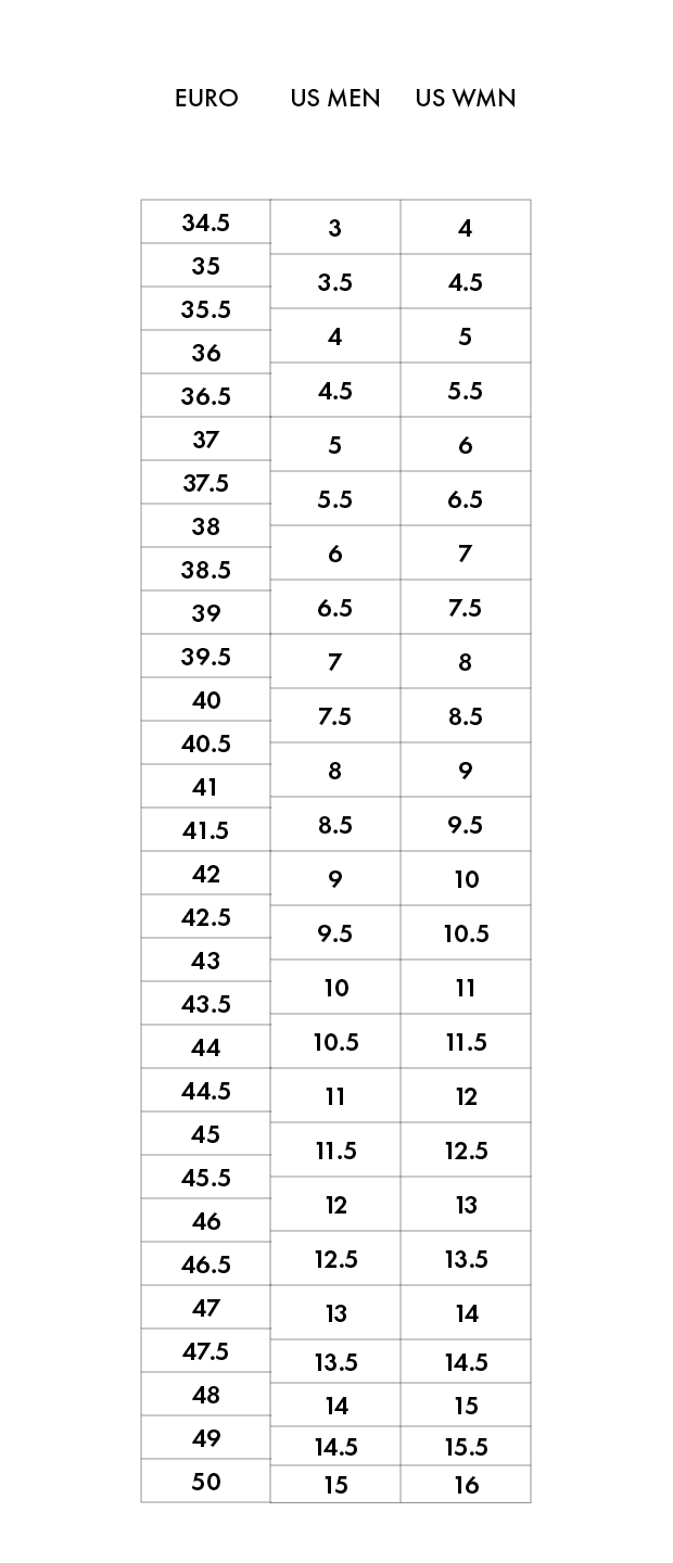 SCARPA Euro US Sizing Chart Mobile