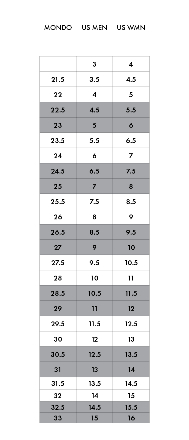 SCARPA Ski Sizing Chart Mobile