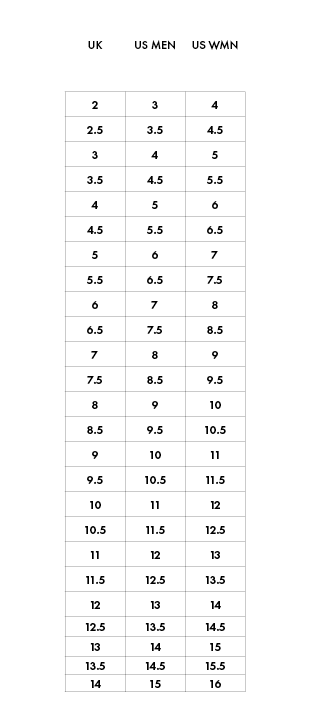 SCARPA Inverno Sizing Chart Mobile